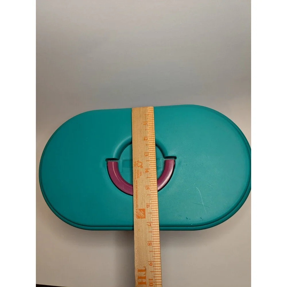 Vintage Caboodles Makeup Case Teal Purple Pink Mirror 3 Tier Organizer Girl 2640